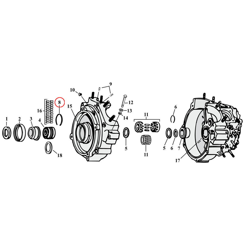 Crankcase Parts Diagram Exploded View for Harley Knuckle Pan Shove