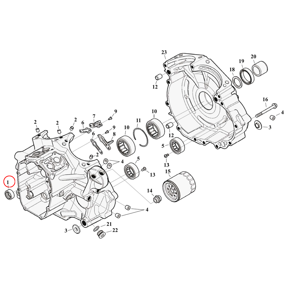 Crankcase Parts Diagram Exploded View for Harley Milwaukee Eight Touri