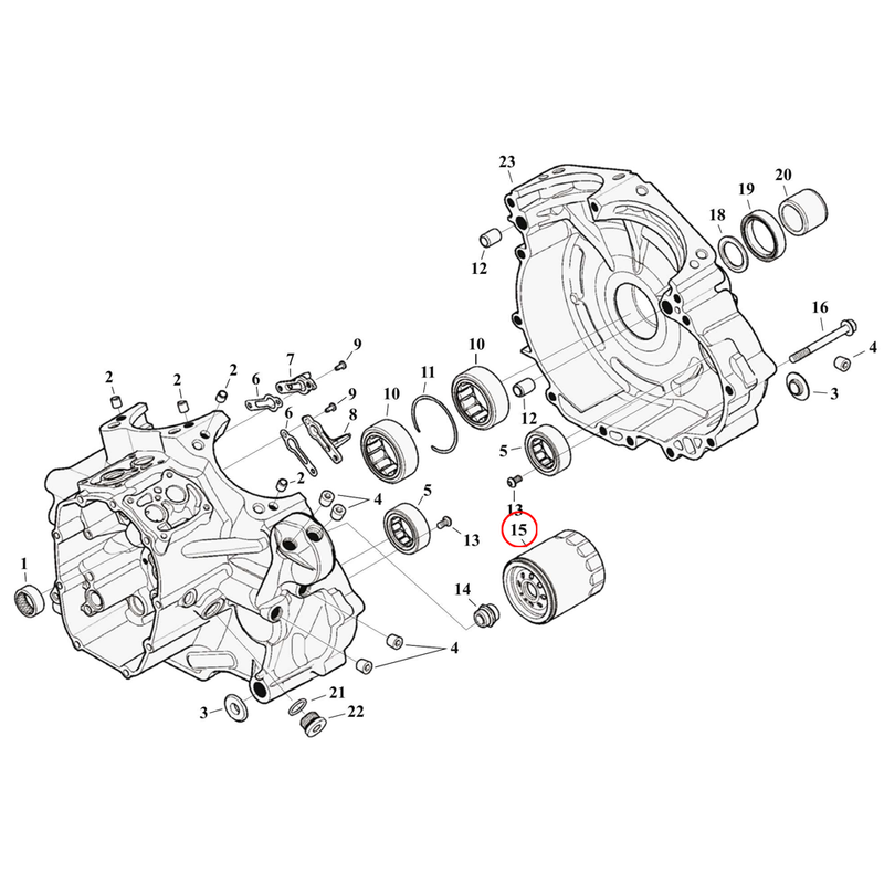 Crankcase Parts Diagram Exploded View for Harley Milwaukee Eight Touri