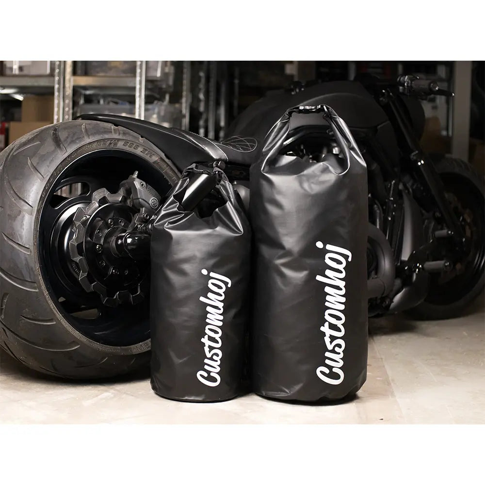 BLACK SIGN × ANALOG SILVER Roll top bag Customhoj Dry Bag Roll Top Motorcycle Sissy Bar Bag