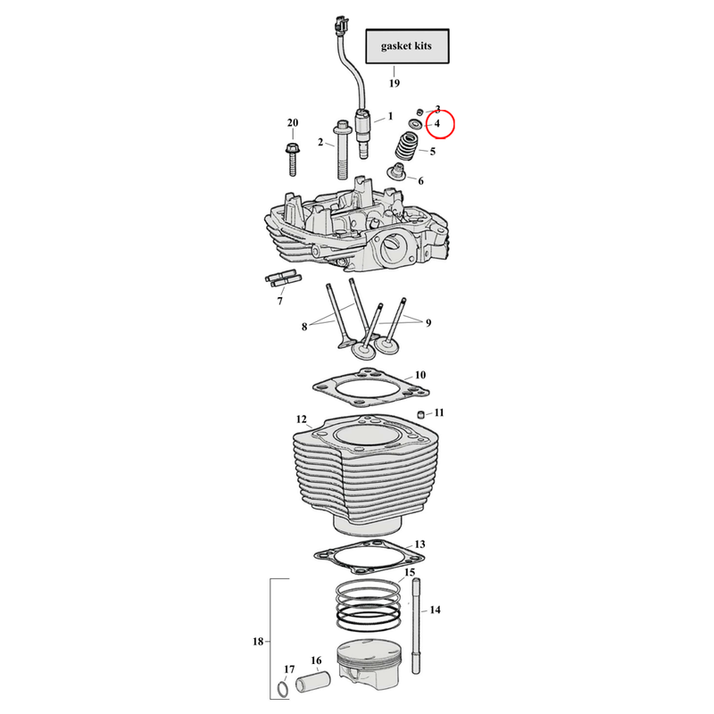 Cylinder Parts Diagram Exploded View for Harley Milwaukee Eight