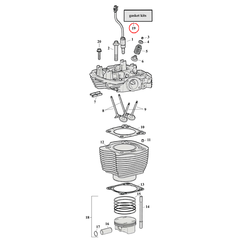 Cylinder Parts Diagram Exploded View for Harley Milwaukee Eight