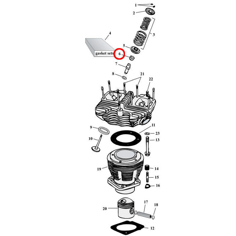 Cylinder Parts Diagram Exploded View for Harley Shovelhead 6) L79-84 Shovelhead. Manley viton valve stem seals (set of 4). Replaces OEM: 18000-81