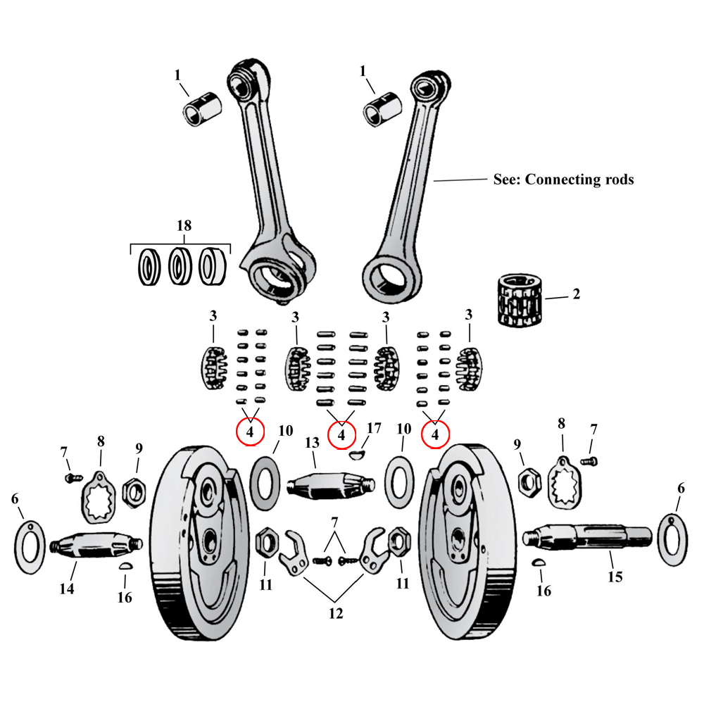 Flywheel Assembly Parts Diagram Exploded View for Harley 45
