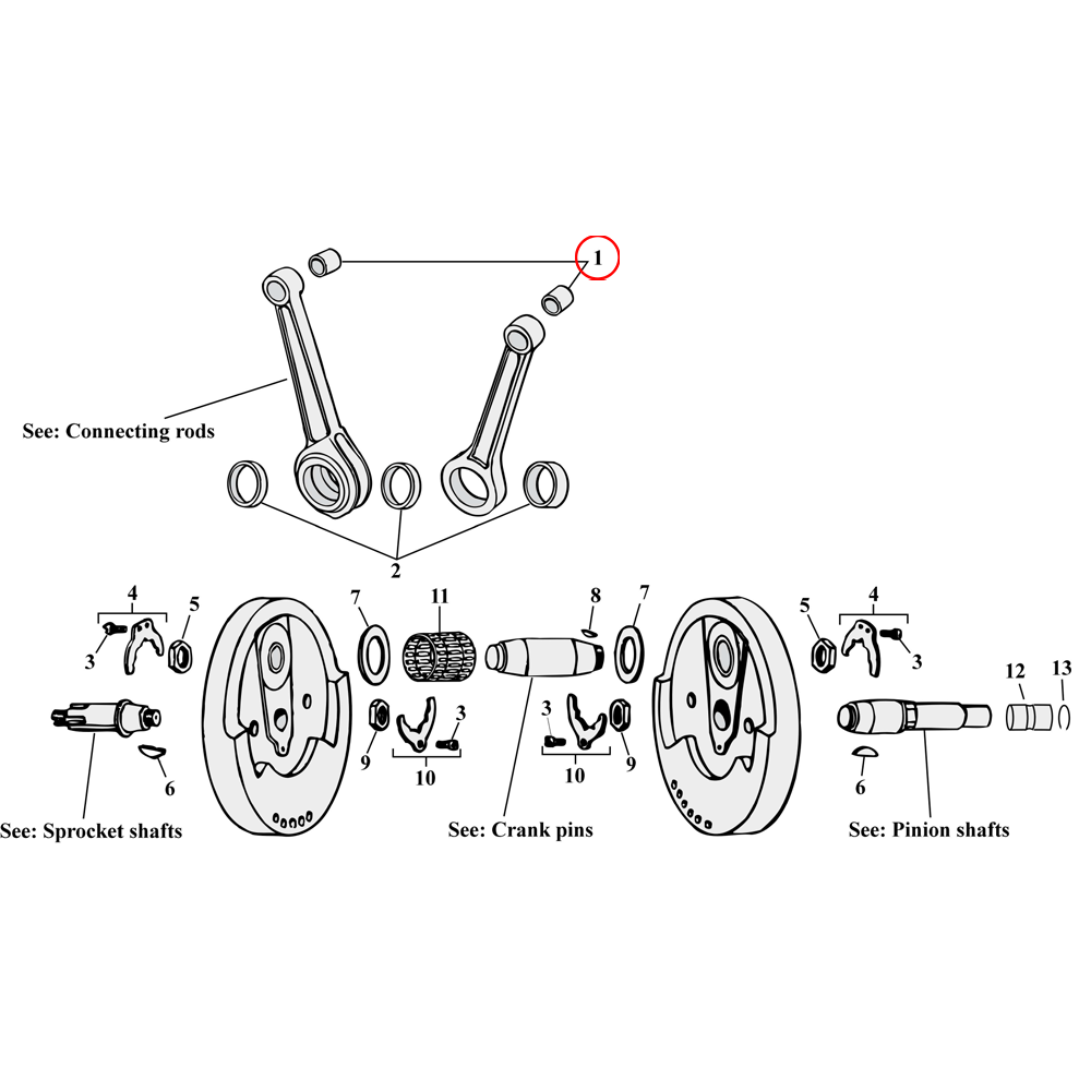 Flywheel Assembly Parts Diagram Exploded View for Harley Sportster