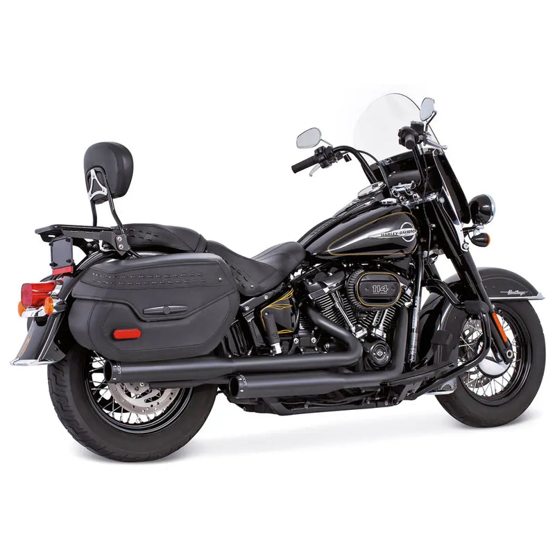 Freedom Performance Signature Slip-On Mufflers for Harley 18-24 Softail Heritage FLHC / FLHCS (read note) / Black with black end caps  - Customhoj