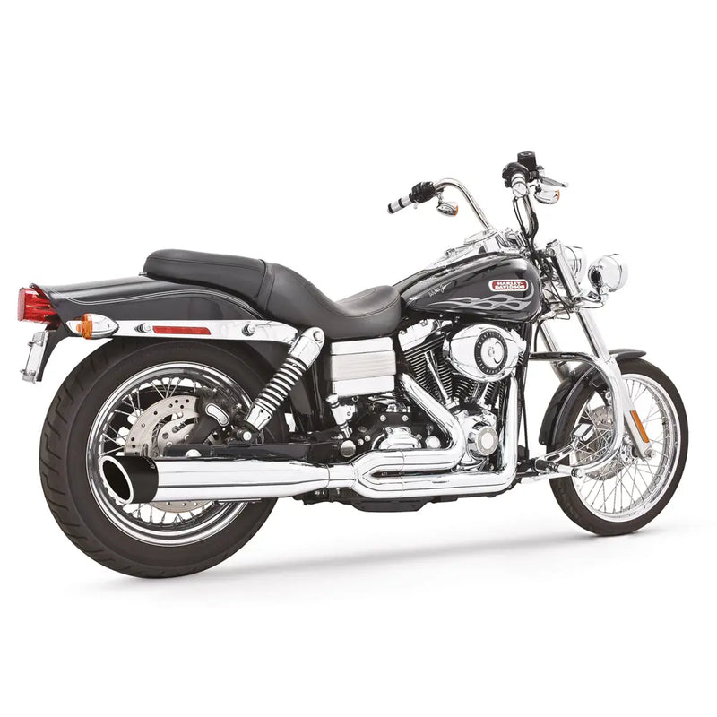 Freedom Performance Union Slash Cut 2-into-1 Exhaust for Harley 06-17 Dyna forward control models (excl. FLD) / Chrome / Sculpted Black  - Customhoj