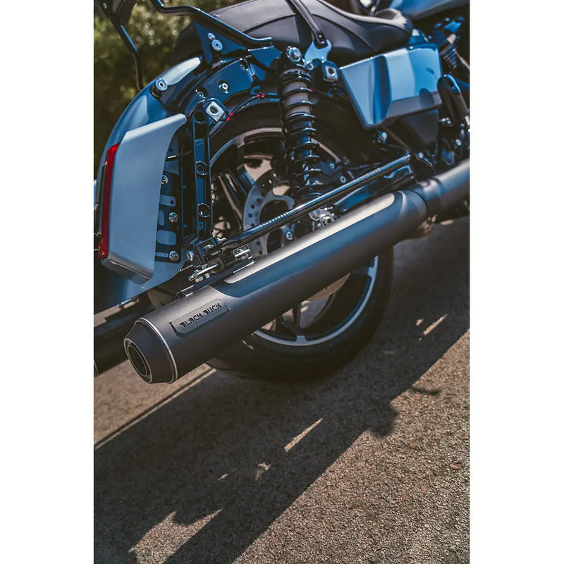 Black Duck Bombardier EC Euro Approved Slip-On Mufflers for Harley