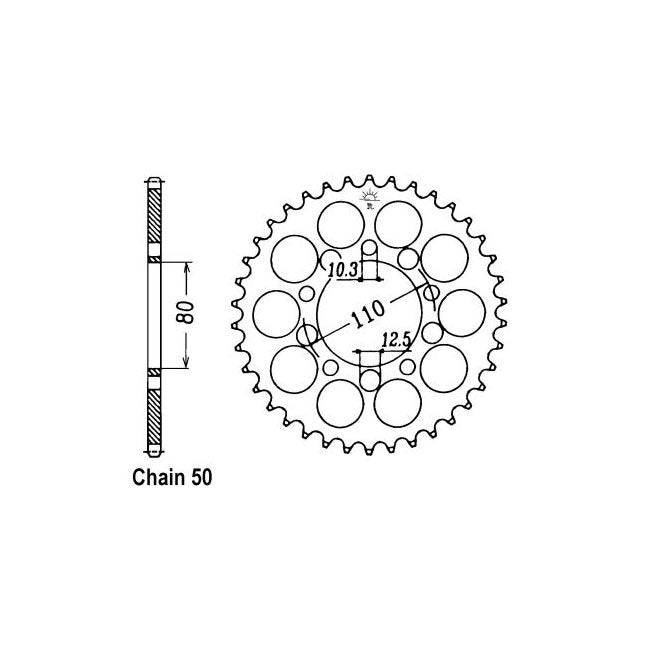 JT Sprockets Rear Sprocket Honda CB750SC Nighthawk 82 JT Rear Sprocket for Honda Customhoj