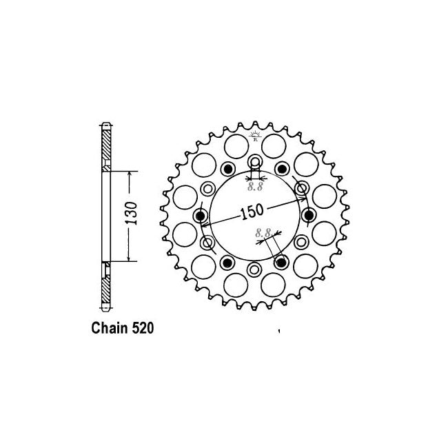 JT Sprockets Rear Sprocket Yamaha WR400F L, M, N 99-01 JT Rear Sprocket for Yamaha Customhoj