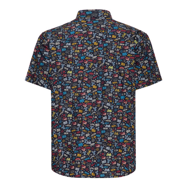 King Kerosin Printed Rebellion Short Sleeve Shirt  - Customhoj
