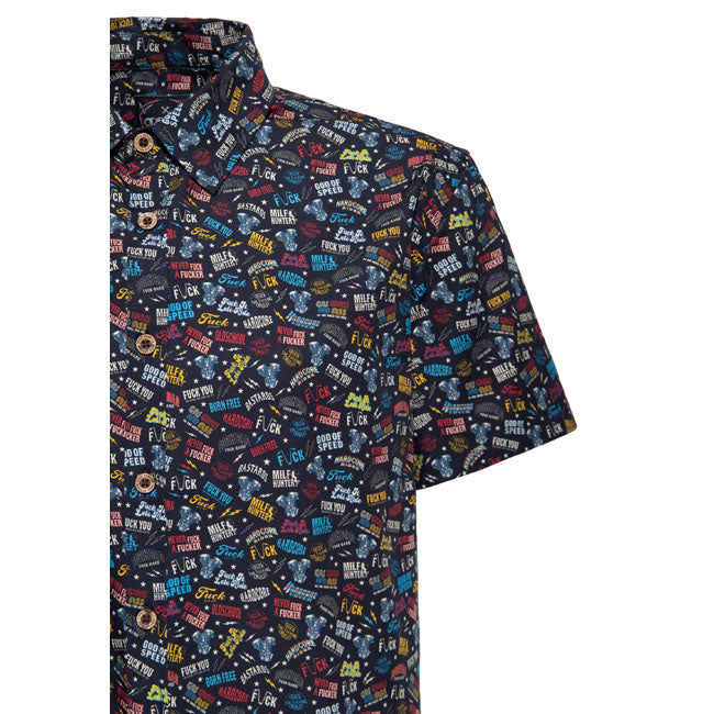 King Kerosin Printed Rebellion Short Sleeve Shirt  - Customhoj