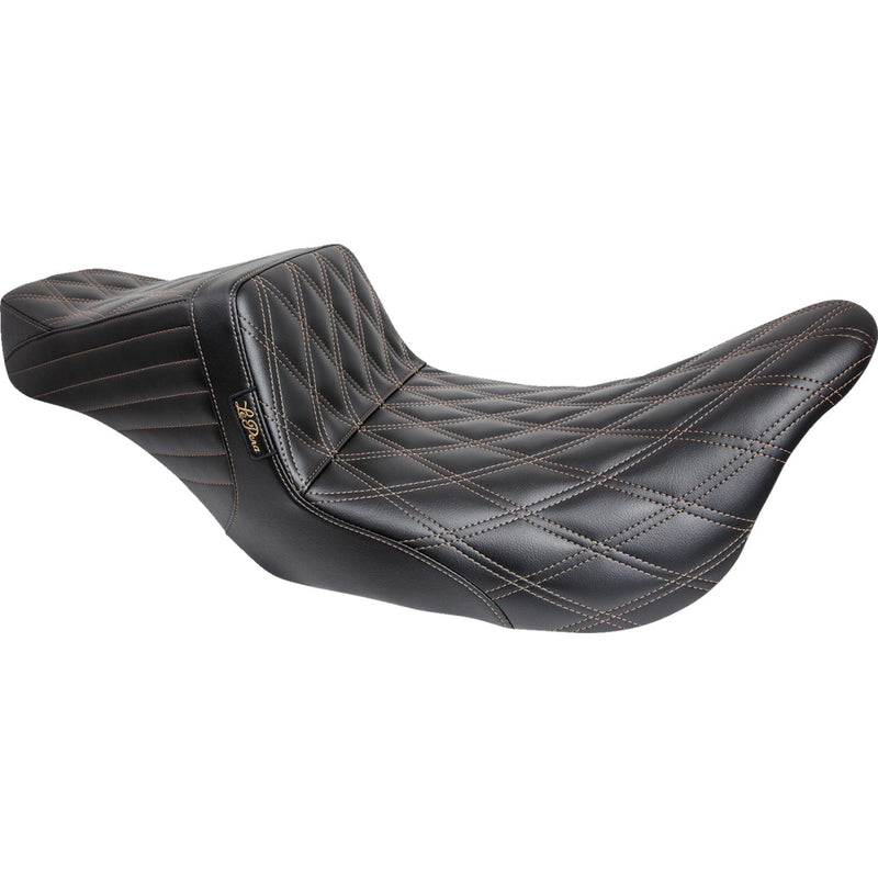 Le Pera Tailwhip 2-Up Seat for Harley 08-25 Touring (excl. 23-25 CVO; 24-25 Road Glide / Street Glide) / Double Diamond Black / Chestnut  - Customhoj