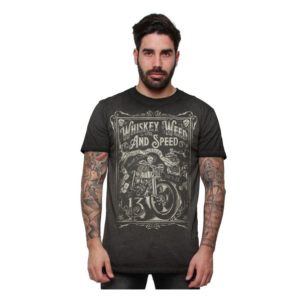 Lucky 13 Whiskey Weed and Speed T-Shirt Vintage Black / S