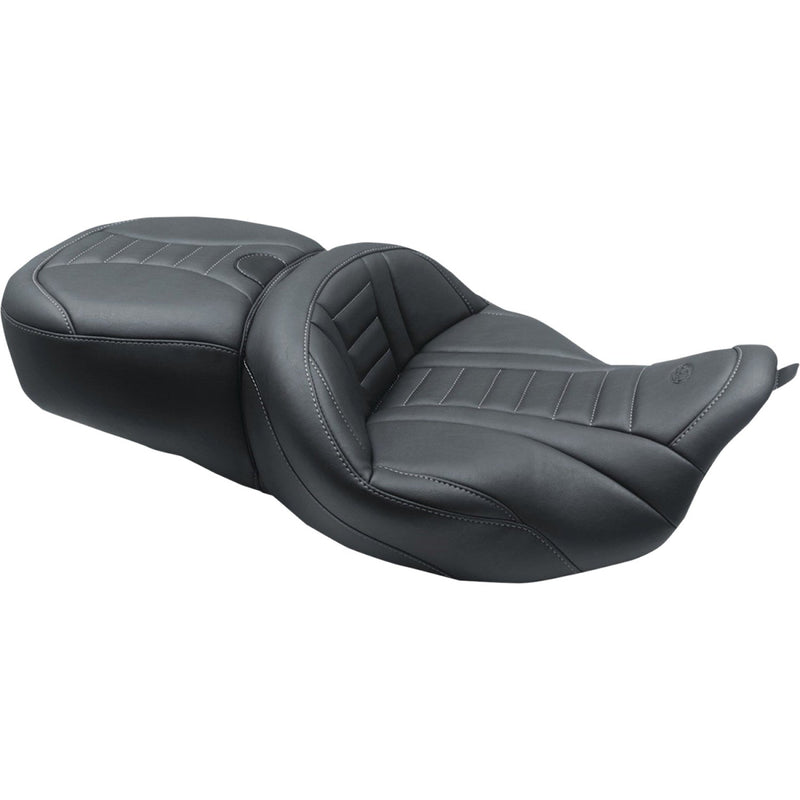 Mustang Super Touring Deluxe 2-Up Seat for Harley 08-25 Touring (excl. 23-25 CVO; 24-25 Road Glide / Street Glide) / Black / Gray / Deluxe  - Customhoj