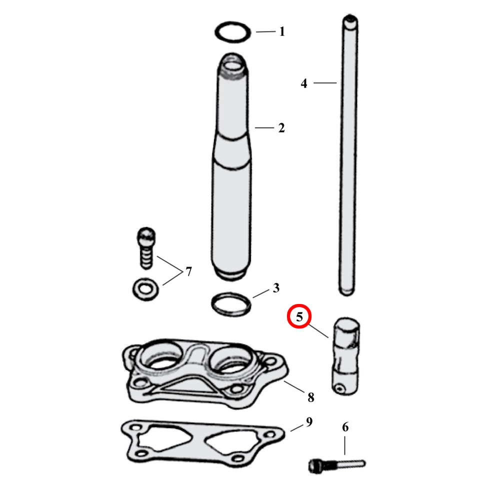 Pushrod Parts Diagram Exploded View for 04-22 Harley Sportster