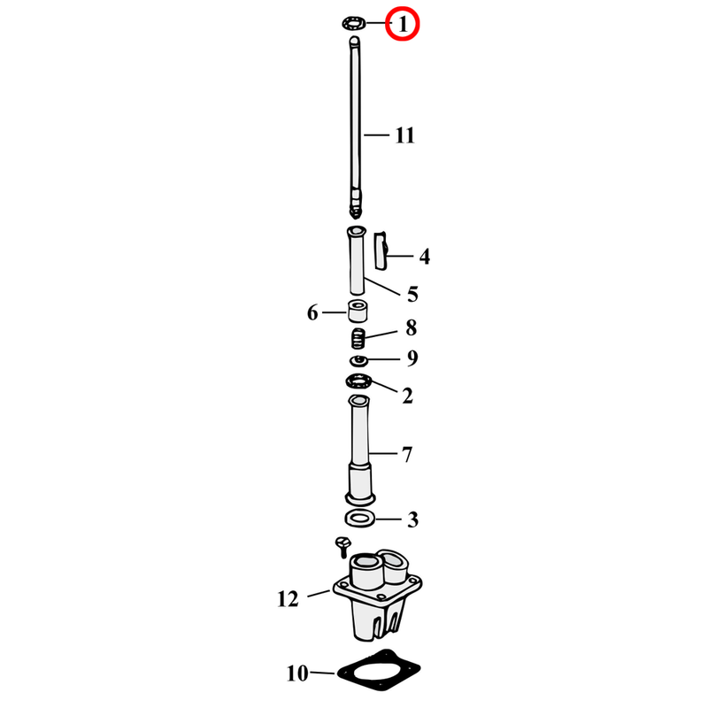 Push Rod Engine Part Pushrod Parts Diagram Exploded View for Harley Panhead / Shovelhead