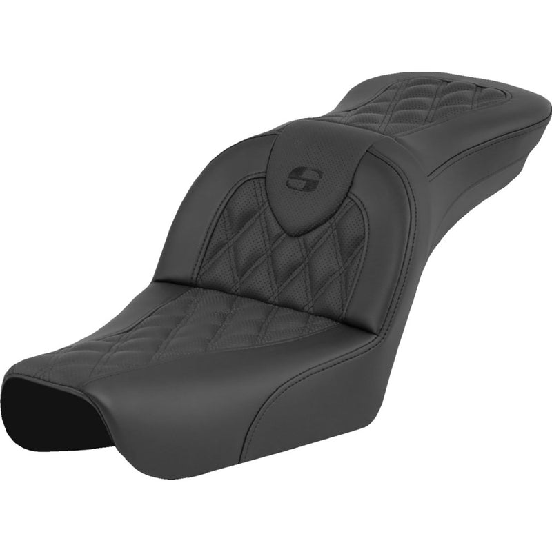 Saddlemen Roadsofa Lattice Stitch Seat for Harley 04-05 Dyna Wide Glide / Black / Without heating / Without backrest  - Customhoj
