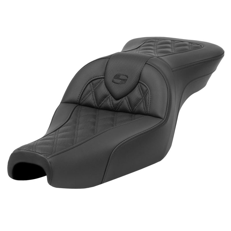 Saddlemen Roadsofa Lattice Stitch Seat for Harley 04-22 XL Sportster (with 7.9 / 12.5 liter tank) / Black / Without heating / Without backrest  - Customhoj