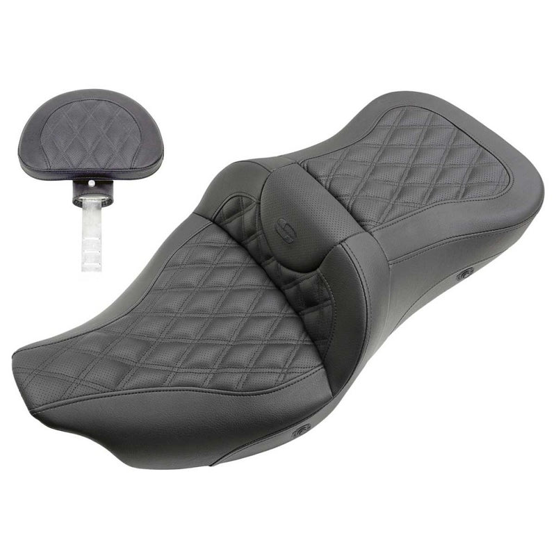 Saddlemen Roadsofa Lattice Stitch Seat for Harley 09-25 Tri Glide / Black / With heating / With backrest  - Customhoj