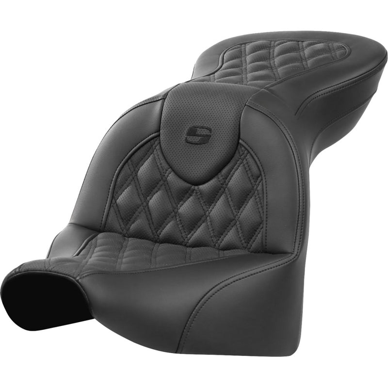 Saddlemen Roadsofa Lattice Stitch Seat for Harley 18-22 Softail Breakout / Black / Without heating / Without backrest  - Customhoj