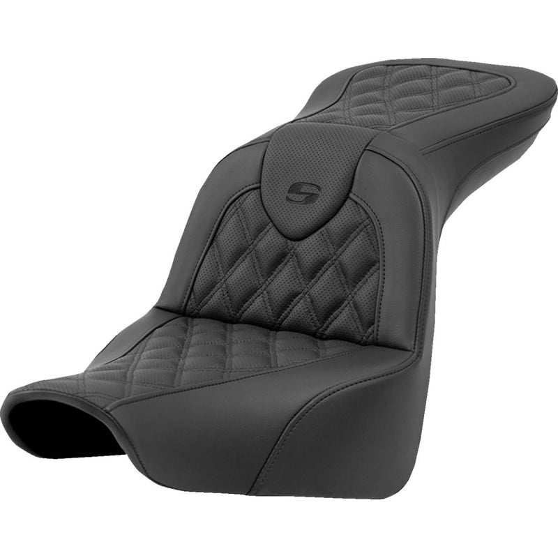 Saddlemen Roadsofa Lattice Stitch Seat for Harley 18-25 Softail Sport Glide & Low Rider / S / ST / Black / Without heating / Without backrest  - Customhoj