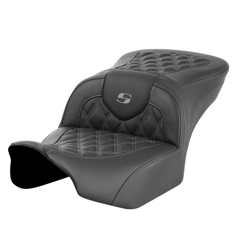 Saddlemen Roadsofa Lattice Stitch Seat for Harley 24-25 Touring Road Glide / Street Glide / Black / Gray / Without heating / Without backrest  - Customhoj