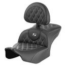 Saddlemen Roadsofa Lattice Stitch Seat for Harley 24-25 Touring Road Glide / Street Glide / Black / White / Without heating / With backrest  - Customhoj