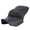 Saddlemen Roadsofa Lattice Stitch Seat for Harley 24-25 Touring Road Glide / Street Glide / Carbon Fiber / Blue / Without heating / Without backrest  - Customhoj