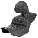 Saddlemen Roadsofa Lattice Stitch Seat for Harley 24-25 Touring Road Glide / Street Glide / Carbon Fiber / White / Without heating / With backrest  - Customhoj