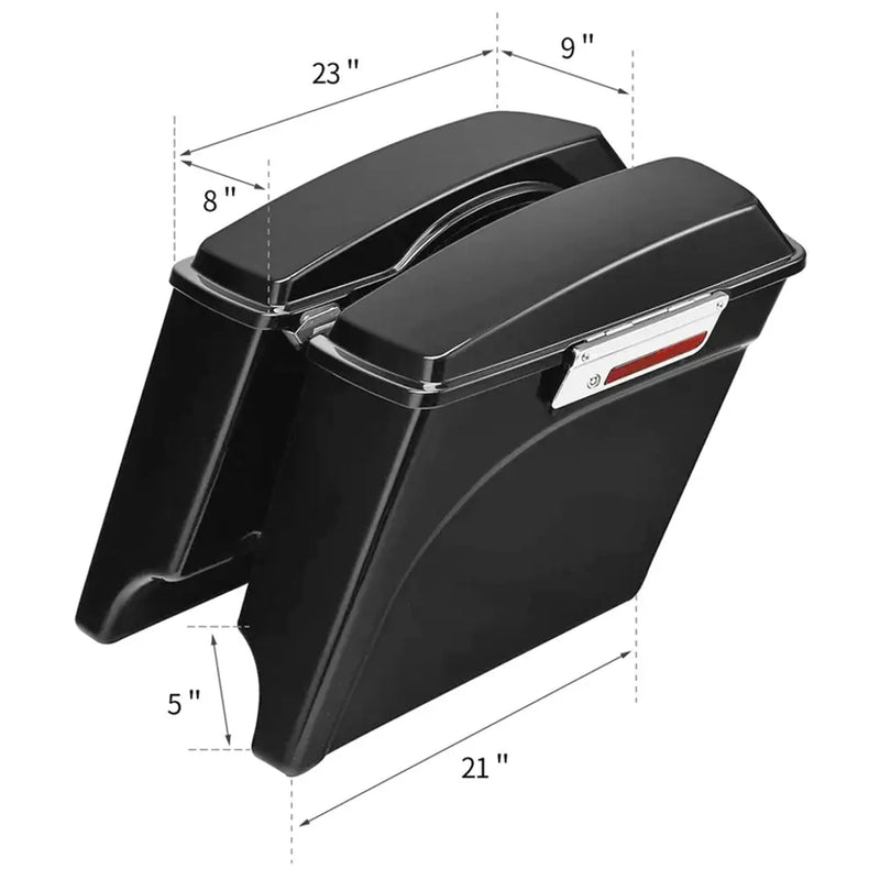 Zodiac 4" Stretched Hard Saddlebags for Harley