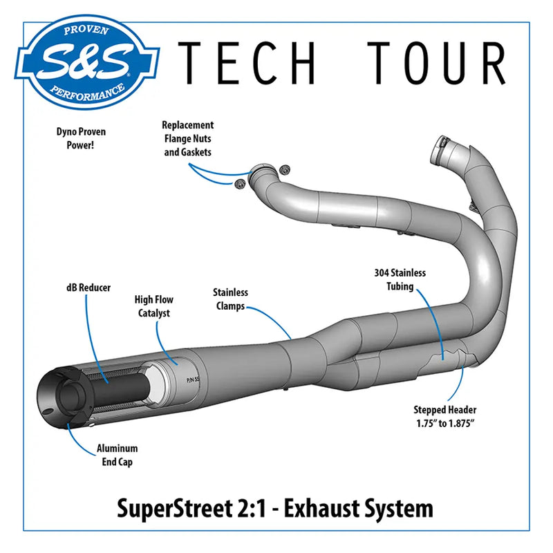 S&S SuperStreet 2-into-1 Exhaust System for Harley