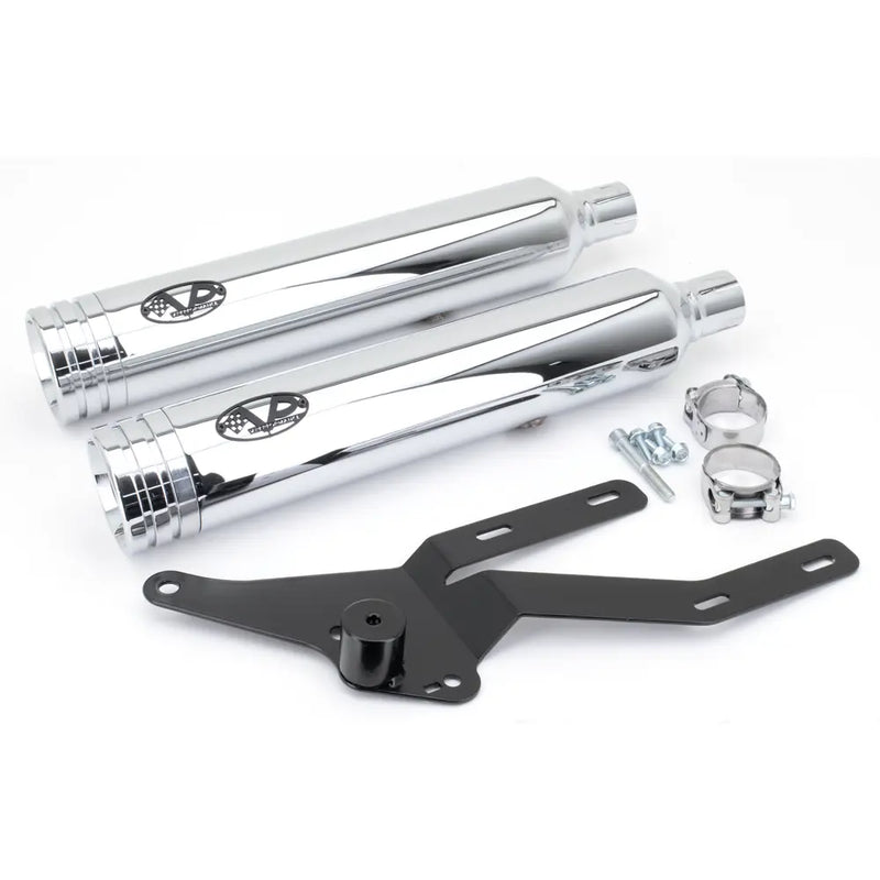 V-Performance EC-approved Slip-On Mufflers for Harley 21-24 FXBBS Street Bob / FXLRS/T Low Rider (Double Ring end caps) (Euro 5 approved) / Chrome