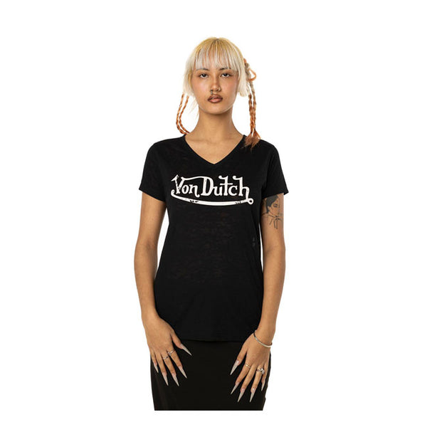 Von Dutch V-neck Logo T-Shirt Ladies Von Dutch V-neck Logo T-Shirt Ladies