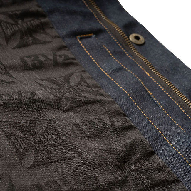 West Coast Choppers x 13 1/2 Dominator RAW Denim Motorcycle Vest  - Customhoj
