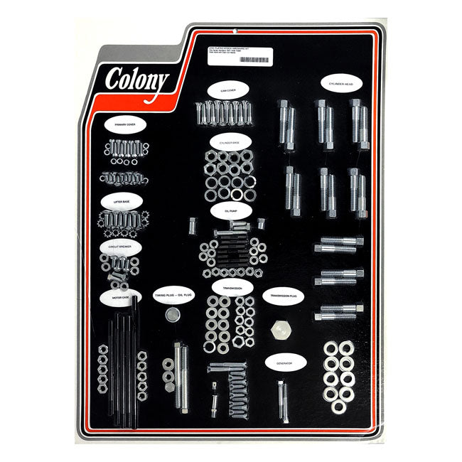 COLONY Skruvkit Harley 37-39 74"/80" U MODELS WITH CAST IRON HEADS / Förzinkad (OEM Stil) Colony Motor Screw Set HD 30-85 Customhoj