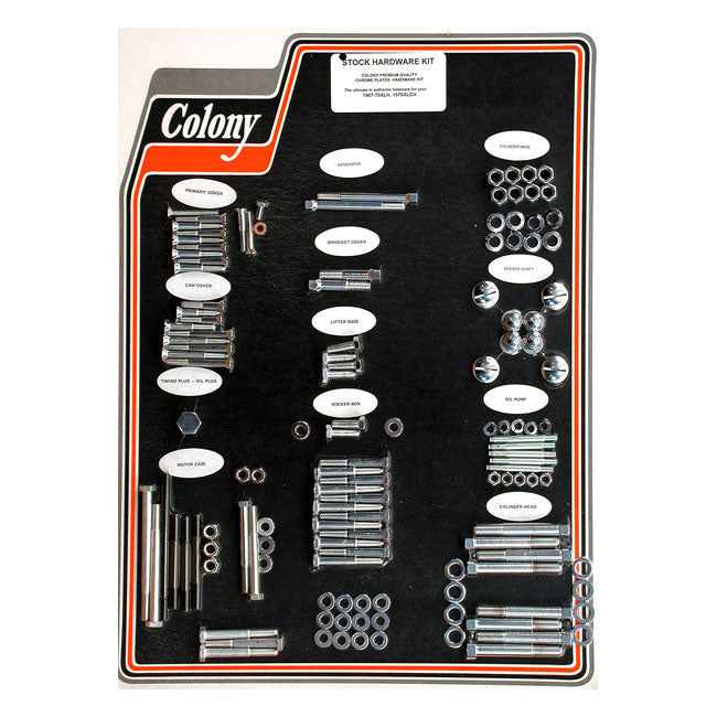 COLONY Skruvkit Harley 67-70 XLH; 1970 XLCH / Krom (OEM Stil) Colony Motor Screw Set HD 30-85 Customhoj