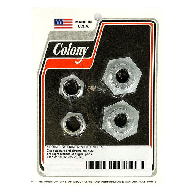 COLONY Springer reservdelar Colony Springer Retainers & Hex Nut Set. Chrome. VL. RL 30-35 Customhoj