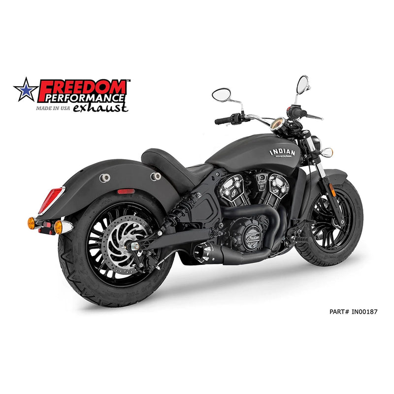 Freedom Performance Indian Slip-On Black / American Outlaw / Sculpted Black Freedom Performance Shorty 2-1 Slip-Ons Black / Chrome Indian Scout 15-up Customhoj