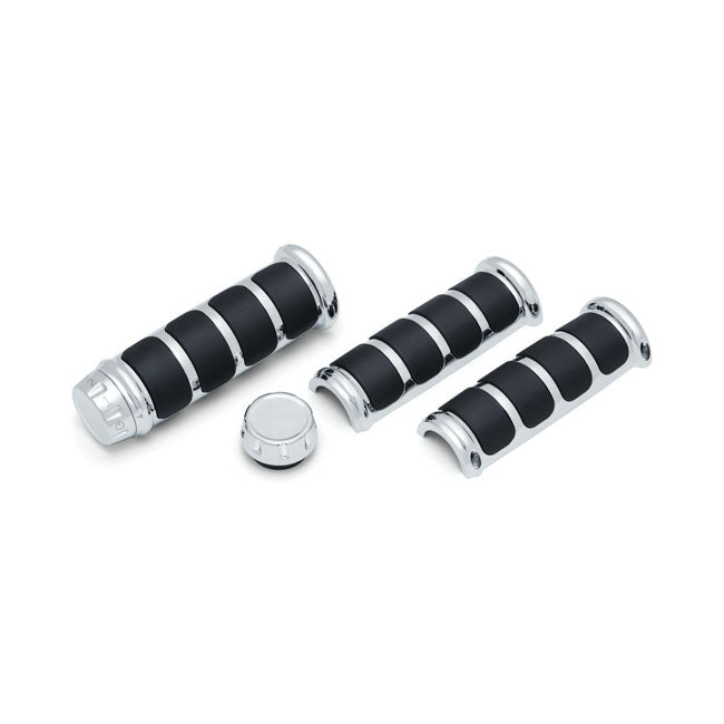 KURYAKYN Värmehandtag Krom Kuryakyn ISO Ersättningsgummi till OEM HD Värmehandtag Svart / Krom Customhoj
