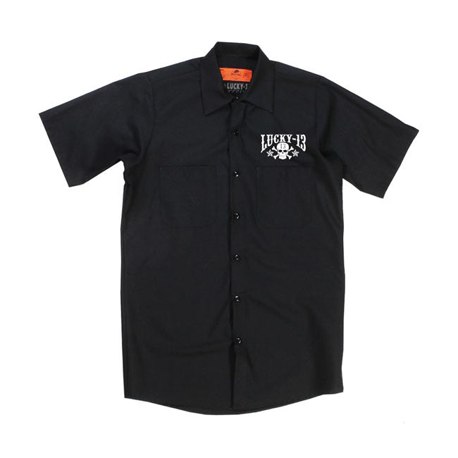 Lucky 13 Skjorta Lucky 13 Skull Stars workshirt Svart Customhoj