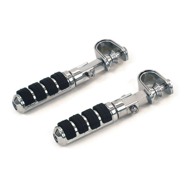 MCS Footpegs Universal Chrome Comfort Footpegs Universal with Clamp Customhoj