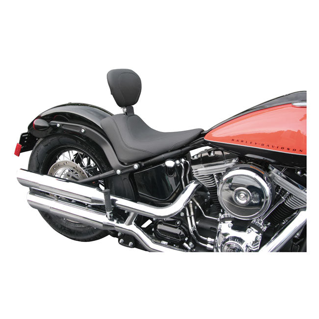 MUSTANG HD Softail sadlar 11-13 FXS; 11-17 FLS/S Mustang Wide Tripper Solo Sadel med Ryggstöd Softail 84-21 Customhoj